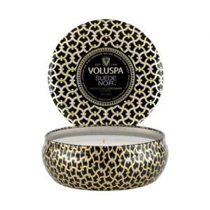 3-Wick Tin Candle 40h Suede Noir